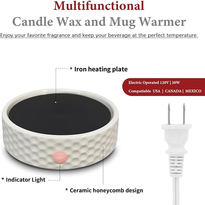 Electric Large Candle Warmer Plate - Ceramic Candle Wax Warmers for Jar Candles, alternate product view 2