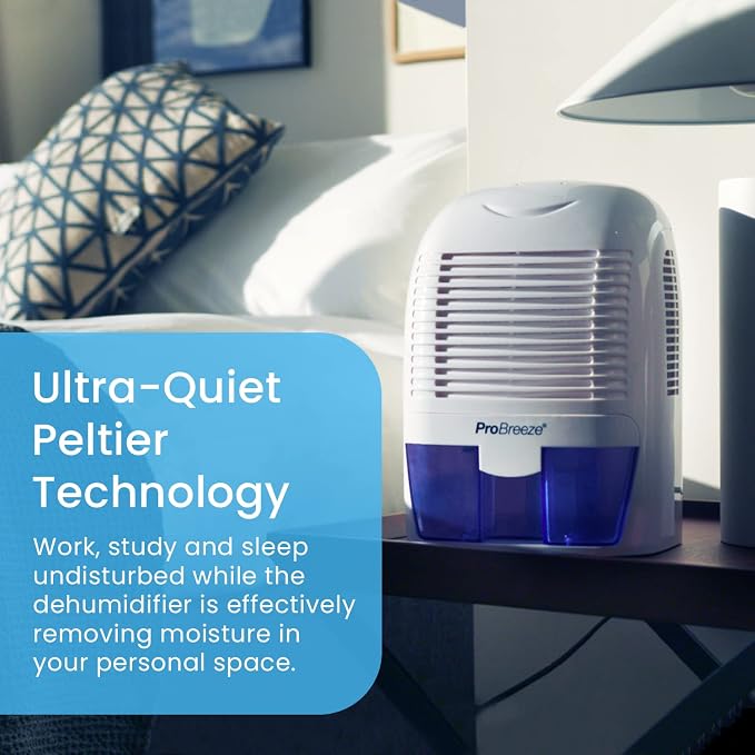 Electric Mini Dehumidifier, 2200 Cubic Feet (250 sq ft), Compact and Portable for High Humidity in Home, Kitchen, Bedroom