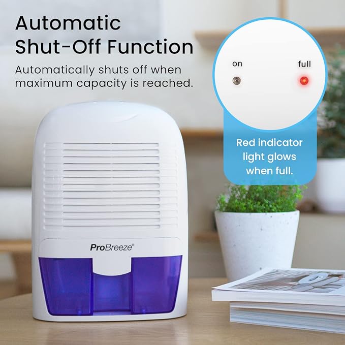 Electric Mini Dehumidifier, 2200 Cubic Feet (250 sq ft), Compact and Portable for High Humidity in Home, Kitchen, Bedroom