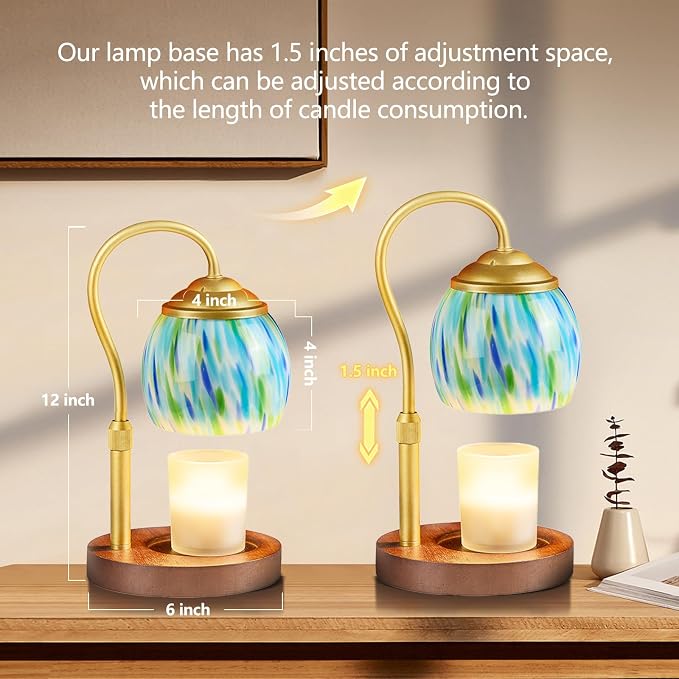 Elegance Candle Warmer Lamp - Winter-Themed Height-Adjustable Home Decor with Timer, 4 Dimmer Settings & Jar Candle