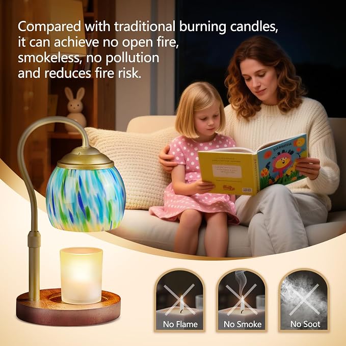 Elegance Candle Warmer Lamp - Winter-Themed Height-Adjustable Home Decor with Timer, 4 Dimmer Settings & Jar Candle