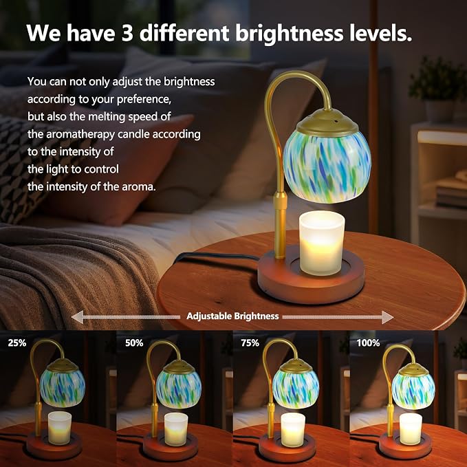 Elegance Candle Warmer Lamp - Winter-Themed Height-Adjustable Home Decor with Timer, 4 Dimmer Settings & Jar Candle