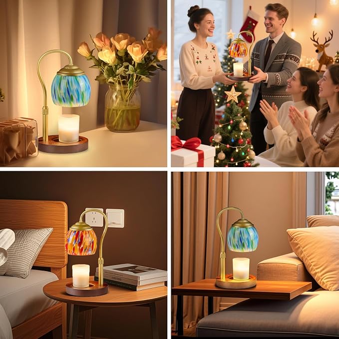 Elegance Candle Warmer Lamp - Winter-Themed Height-Adjustable Home Decor with Timer, 4 Dimmer Settings & Jar Candle