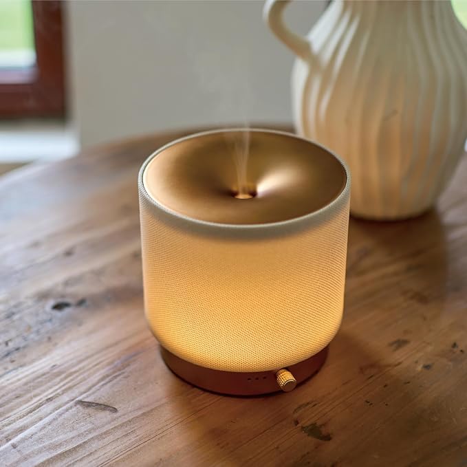 Elegant Fabric Aroma Diffuser - Quiet Essential Oil Diffuser with Soft Night Light, Perfect for Home, Office, and Yoga Space