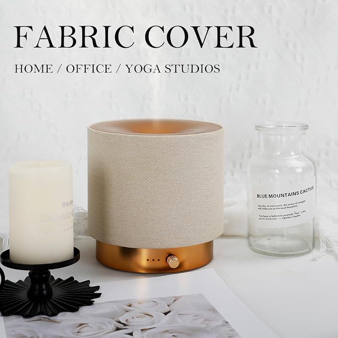 Elegant Fabric Aroma Diffuser - Quiet Essential Oil Diffuser with Soft Night Light, Perfect for Home, Office, and Yoga Space
