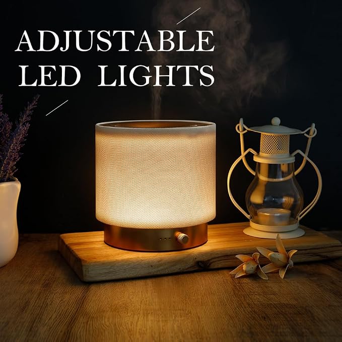Elegant Fabric Aroma Diffuser - Quiet Essential Oil Diffuser with Soft Night Light, Perfect for Home, Office, and Yoga Space