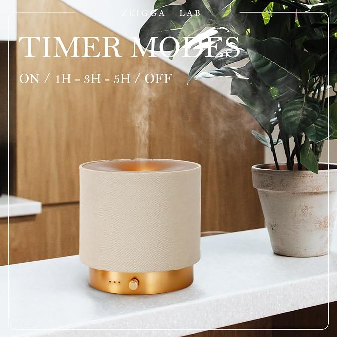 Elegant Fabric Aroma Diffuser - Quiet Essential Oil Diffuser with Soft Night Light, Perfect for Home, Office, and Yoga Space