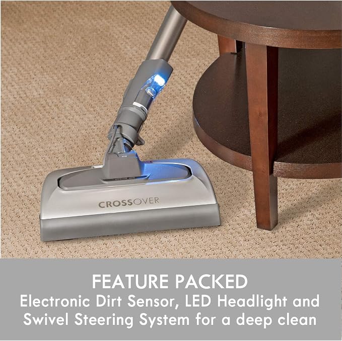 Elite 21814 Pet Friendly CrossOver Lightweight Bagged HEPA Canister Vacuum with Pet PowerMate, Extended Telescoping Wand