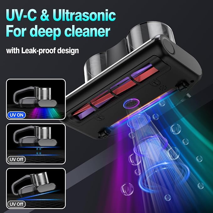EliteClean Mattress Vacuum Cleaner Cordless Bed Vacuum with 16Kpa Suction 253.7nm UV-C Light, Ultrasonic Technology