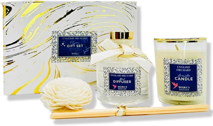 Elysian Essence Aromatherapy Gift Set – Luxury Candle and Flower Reed Diffuser – Perfect Scented Gift for Women, product