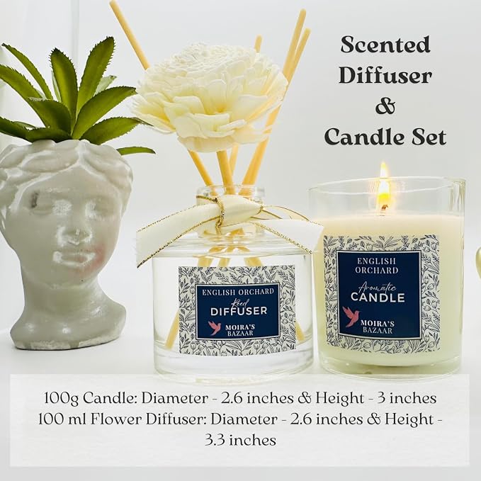 Elysian Essence Aromatherapy Gift Set – Luxury Candle and Flower Reed Diffuser – Perfect Scented Gift for Women, alternate