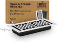 Metal Wall & Ceiling Vent Cover (4x10 inch) - Antique Style Design, White Finish, Steel Damper Attached