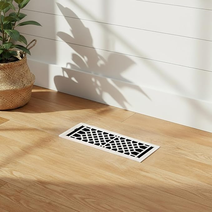 Premium Home Vent Covers - 4x12 inch, Antique Style Design, White Finish, Heavy Duty Air Flow Direction