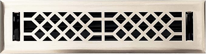 Vent Cover - 2x12 inch, Antique Style Design, Brushed Nickel Finish, Heavy Duty Floor Vent Covers, Metal