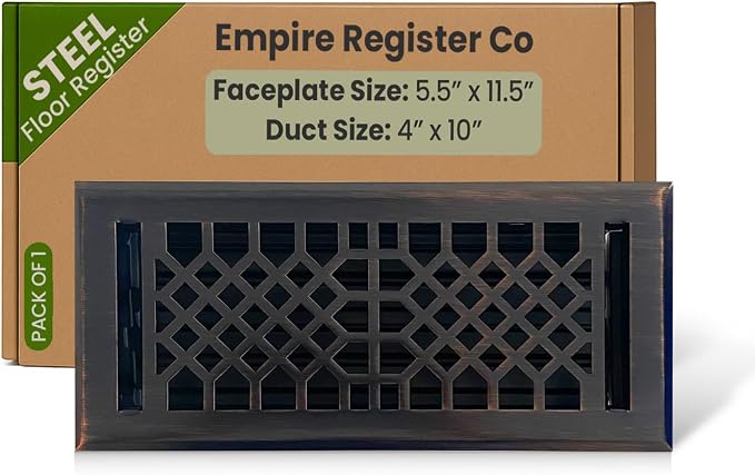 Vent Cover - 4x10 inch, Antique Style Design, Oil Rubbed Bronze Finish, Heavy Duty Floor Vent Covers