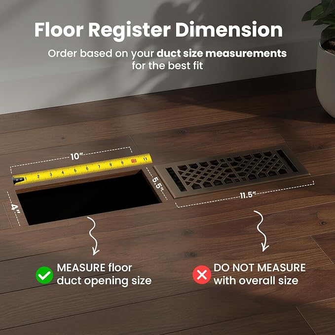 Vent Cover - 4x10 inch, Antique Style Design, Oil Rubbed Bronze Finish, Heavy Duty Floor Vent Covers