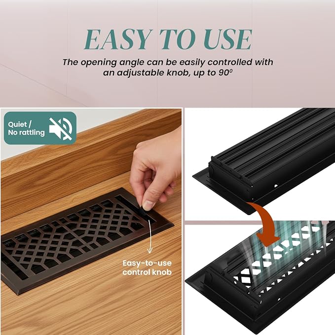 Vent Cover - 4x10 inch, Antique Style Design, Oil Rubbed Bronze Finish, Heavy Duty Floor Vent Covers