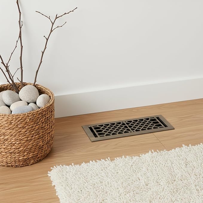 Vent Cover - 4x12 inch, Antique Style Design, Antique Brass Finish, Heavy Duty Floor Vent Covers, Metal