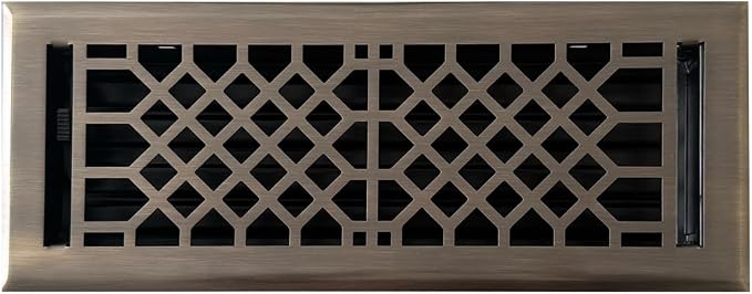 Vent Cover - 4x12 inch, Antique Style Design, Antique Brass Finish, Heavy Duty Floor Vent Covers, Metal