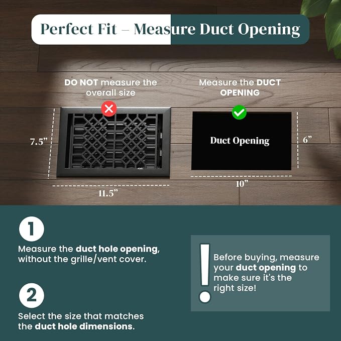 Vent Cover - 6x10 inch, Antique Style Design, Textured Black Finish, Heavy Duty Floor Vent Covers, Metal