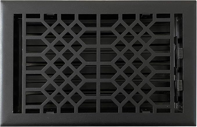Vent Cover - 6x10 inch, Antique Style Design, Textured Black Finish, Heavy Duty Floor Vent Covers, Metal