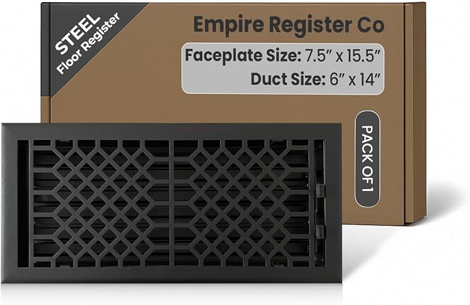 Vent Cover - 6x14 inch, Antique Style Design, Textured Black Finish, Heavy Duty Floor Vent Covers, Metal