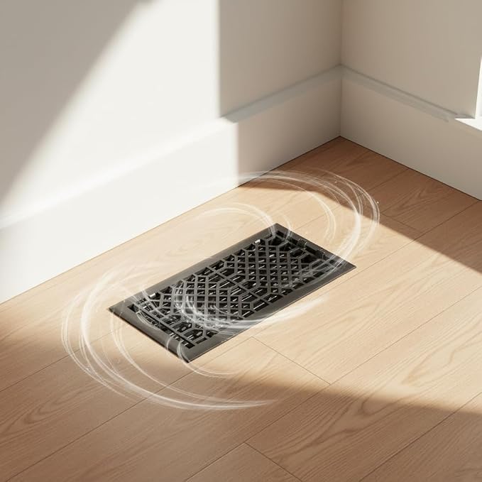 Vent Cover - 6x14 inch, Antique Style Design, Textured Black Finish, Heavy Duty Floor Vent Covers, Metal