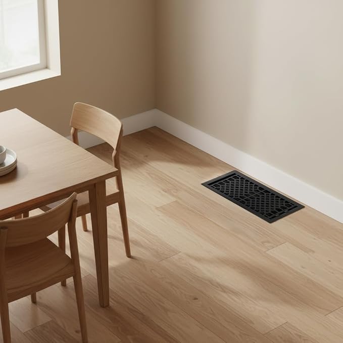 Vent Cover - 6x14 inch, Antique Style Design, Textured Black Finish, Heavy Duty Floor Vent Covers, Metal