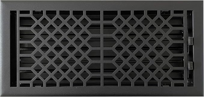Vent Cover - 6x14 inch, Antique Style Design, Textured Black Finish, Heavy Duty Floor Vent Covers, Metal