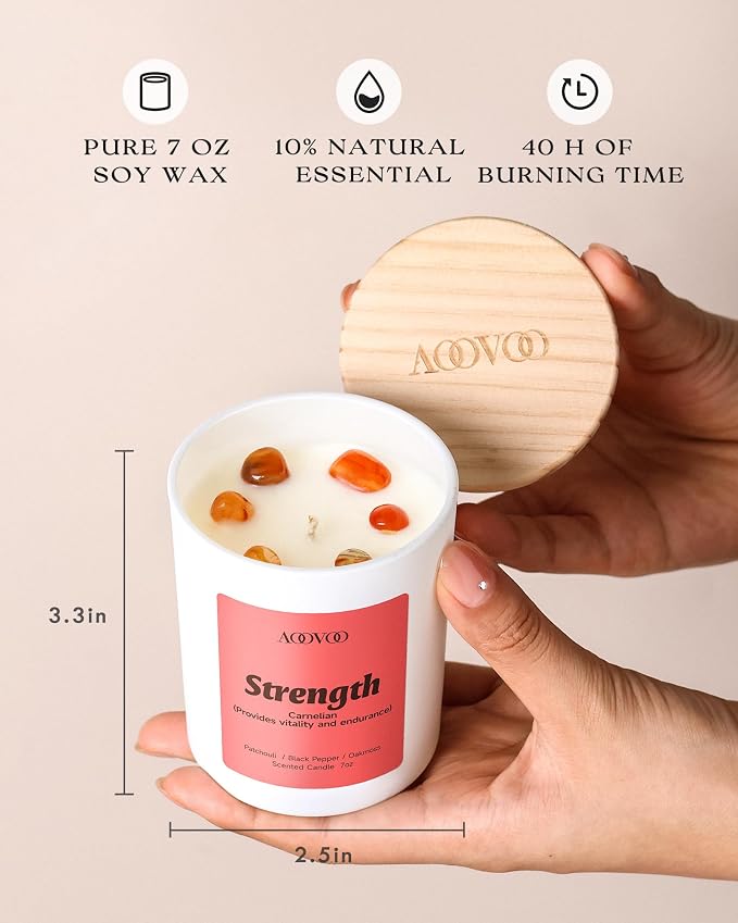 Empower Candles Set for Women - 4 Pack Candles for Home Scented, 28 oz 200 Hour Burn, Aromatherapy Candle with Crystals