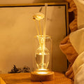 Empty Fragrance Glass Reed Diffuser Bottles with 5pcs Reed Diffuser Sticks,Luminous Base,Decorative Flower Bud Fragrance