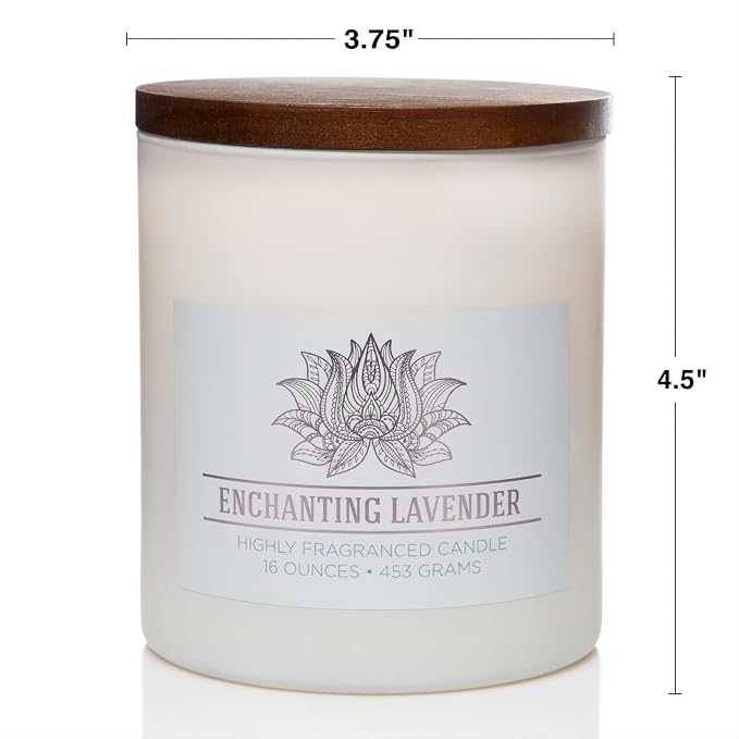 Enchanting Lavender Scented Candle, 16 oz comfort Relaxing Aromatherapy Candle, 2 Wick White Jar Soy Blend Wax, alternate
