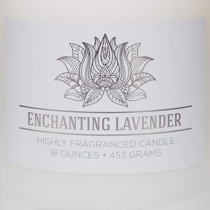 Enchanting Lavender Scented Candle, 16 oz comfort Relaxing Aromatherapy Candle, 2 Wick White Jar Soy Blend Wax, alternate