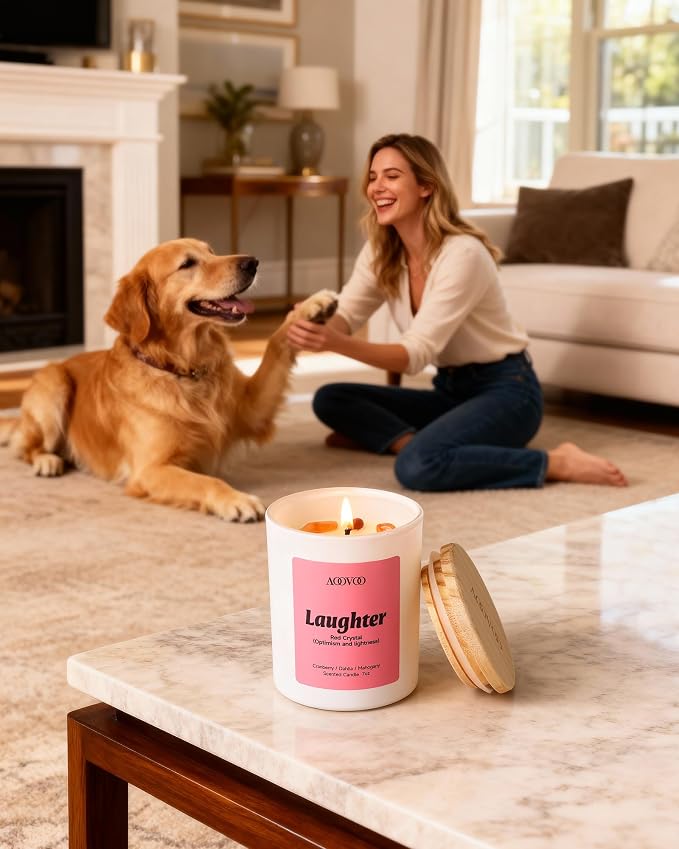 Energy Candles Set for Women - 4 Pack Candles for Home Scented, 28 oz 200 Hour Burn, Aromatherapy Candle with Crystals