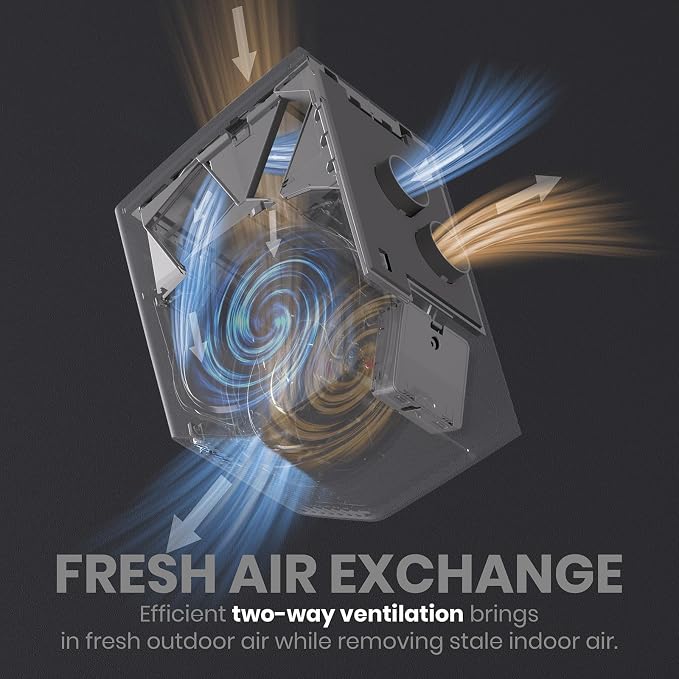 Energy Recovery Ventilation Fan, ERV Fresh Air Exchange Accessory, Only Compatible with Aoraki Mini-Split Air Conditioner, 18