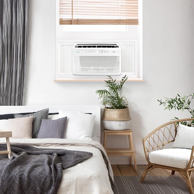Energy Star 12,000 BTU Window Mounted Inverter Air Conditioner with Supplemental Heat, Quiet High Efficiency Window AC Unit