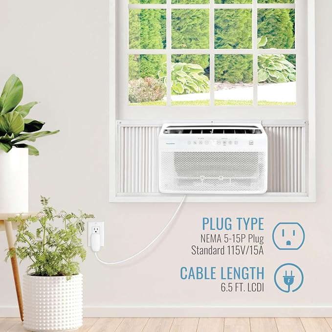 Energy Star 12,000 BTU Window Mounted Inverter Air Conditioner with Quiet, High Efficiency Operation and Remote, Window AC