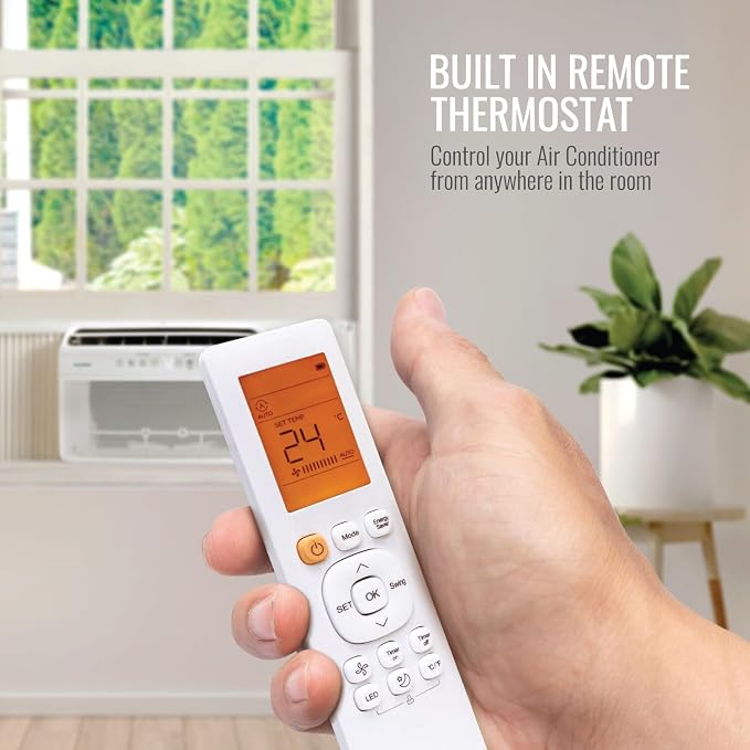 Energy Star 8,000 BTU Window Mounted Inverter Air Conditioner with Quiet, High Efficiency Operation and Remote, Window AC
