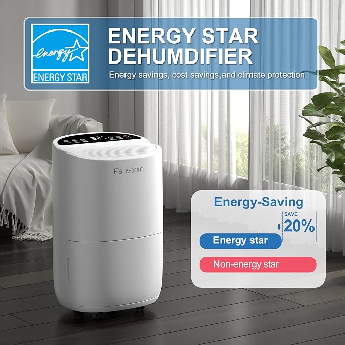 Energy Star Smart Dehumidifier for Home & Basement, Up to 2000 Sq. Ft, 35 Pints (95°F, 90% RH), 37dB Ultra Quiet with Sleep