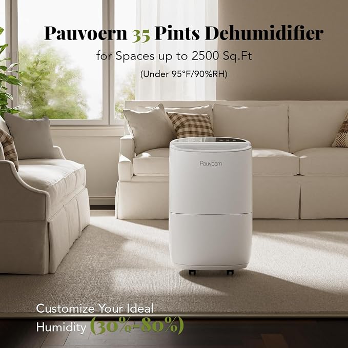 Energy Star Smart Dehumidifier for Home & Basement, Up to 2000 Sq. Ft, 35 Pints (95°F, 90% RH), 37dB Ultra Quiet with Sleep