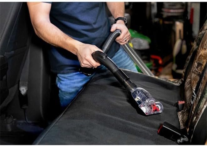Ergo Edge Canister -Wall Mounted Garage Vacuum Cleaner with Built-in Dust Bag & Extendable Hose-Compact Black Design