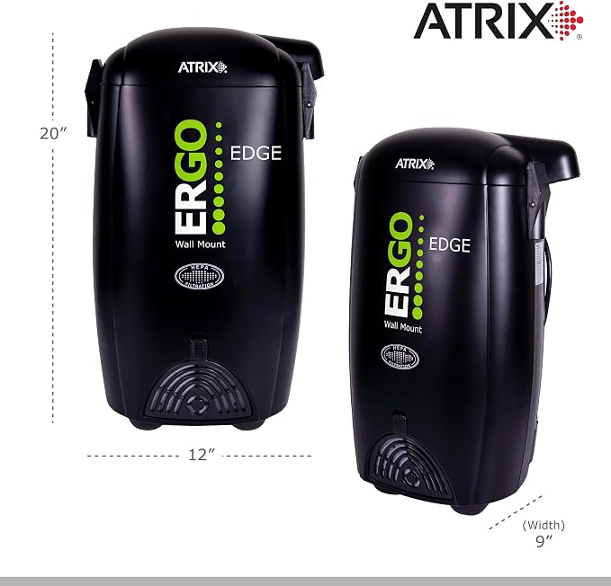 Ergo Edge Canister -Wall Mounted Garage Vacuum Cleaner with Built-in Dust Bag & Extendable Hose-Compact Black Design