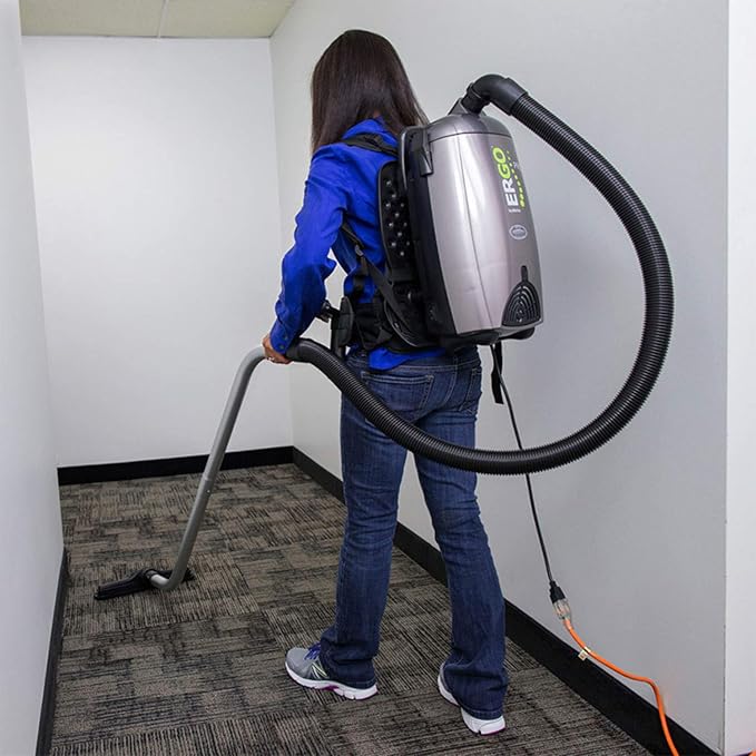 Ergo Pro Backpack Vacuum Cleaner, 8-Quart HEPA Filtration, 1400W Motor, 106 CFM Suction, Lightweight & Quiet 72 dB, Includes