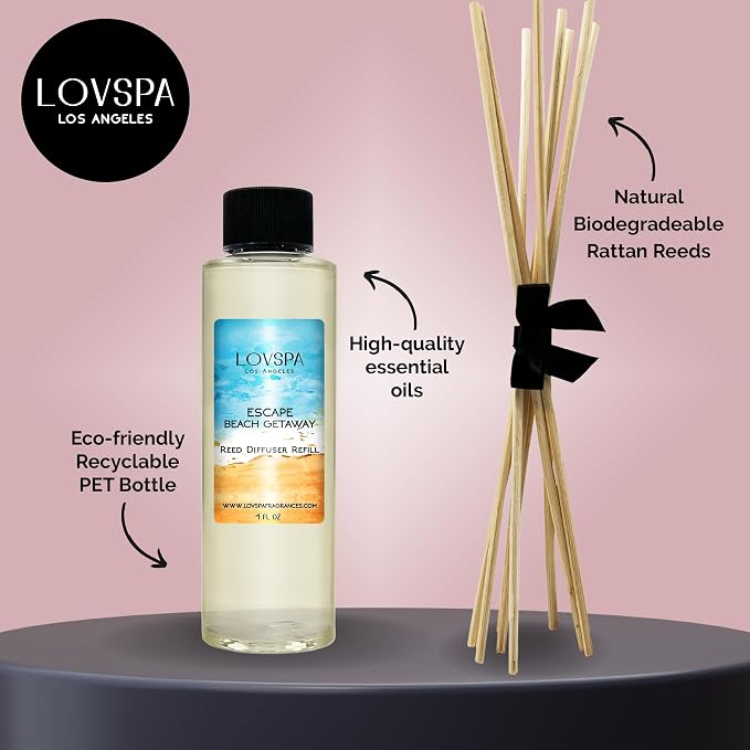 Escape Beach Getaway Diffuser Oil - Luxury Essential Oils for Diffuser Refill & Air Freshener Room Spray, alternate product