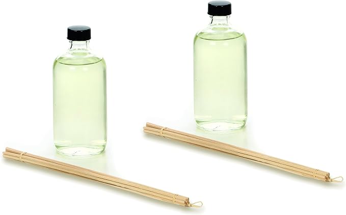 Essence of Elegance Set of 2 Vanilla Almond Reed Diffuser Refill Oils, 200ml Each with Chic Diffuser Bottle & Stylish Reed