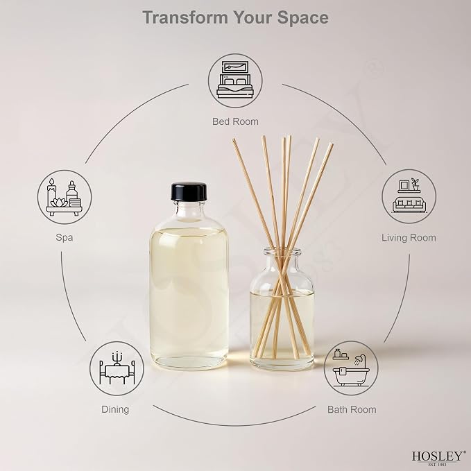 Essence of Elegance Set of 2 Vanilla Almond Reed Diffuser Refill Oils, 200ml Each with Chic Diffuser Bottle & Stylish Reed