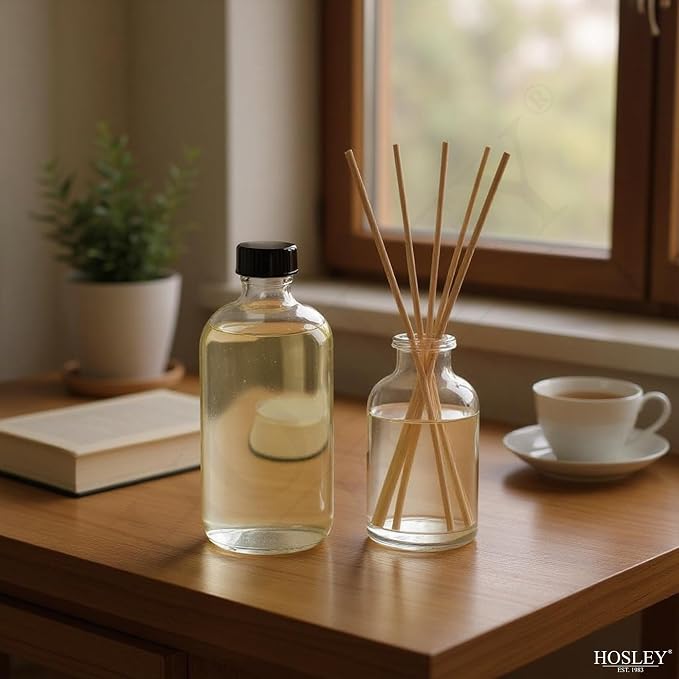Essence of Elegance Set of 2 Vanilla Almond Reed Diffuser Refill Oils, 200ml Each with Chic Diffuser Bottle & Stylish Reed