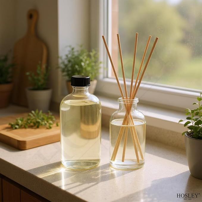 Essence of Elegance Set of 2 Vanilla Almond Reed Diffuser Refill Oils, 200ml Each with Chic Diffuser Bottle & Stylish Reed