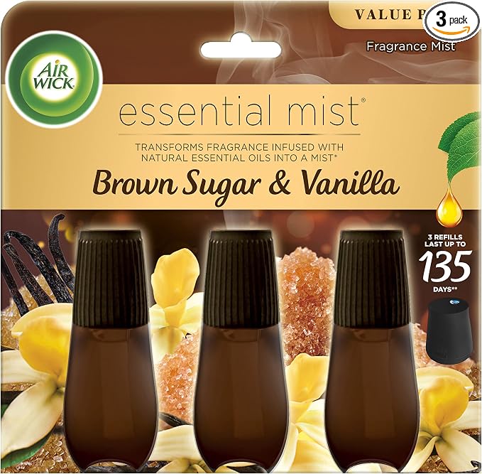 Essential Mist Refill, 3ct, Brown Sugar & Vanilla, Fall Scent, Essential Oils, Air Freshener, product image