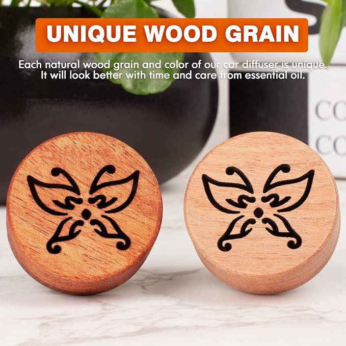 Essential Oil Car Diffuser, 2 PCS Butterfly Car Aromatherapy Wood Diffuser with Vent Clip, alternate product view 3